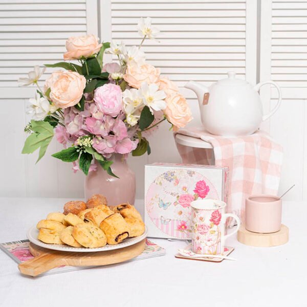 Rose mug sppon and coaster gift set