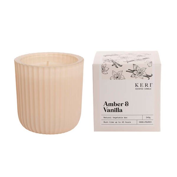 Luxe Scented Fluted Boxed Pillar Candle - Amber & Vanilla 240g - Image 2