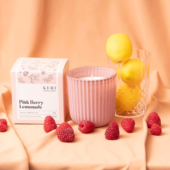 Pink fluted pillar candle