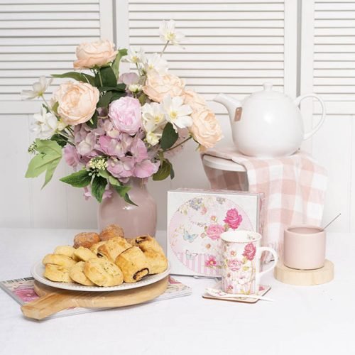 Rose mug sppon and coaster gift set