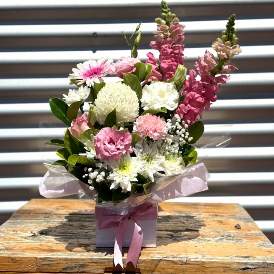 Soft touch floral boxed arrangement