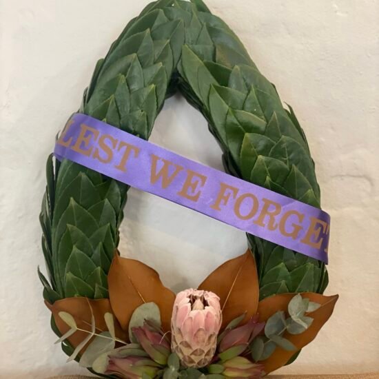 Anzac Day wreath with florals